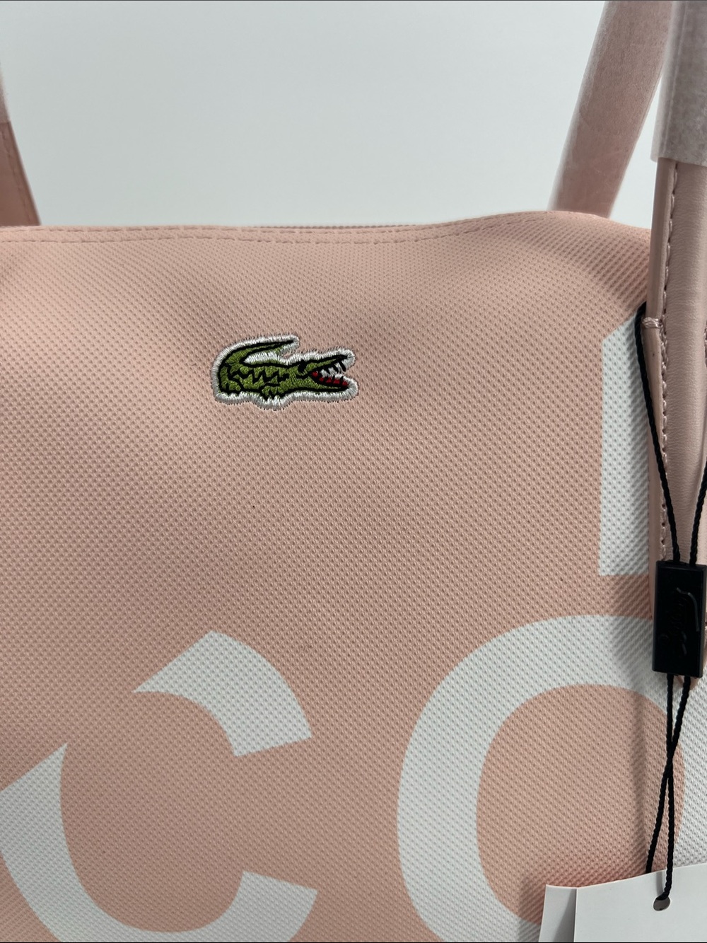 Lacoste Pink & White Logo Graphic Tote - Picture 2 of 13